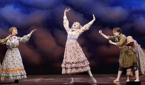 Kate Loprest (center) as Nellie Oleson and Kara Lindsay (right of center) as Laura In Photo